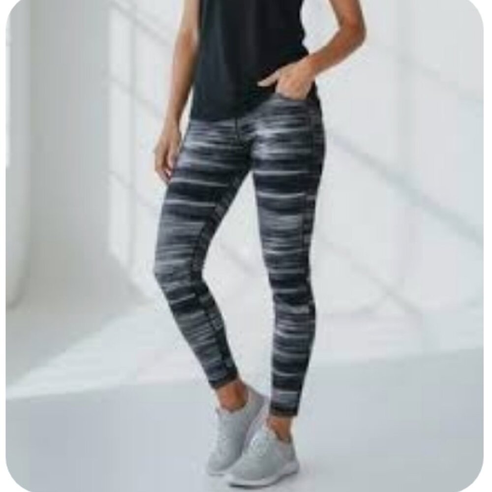 4/$20 Kos Usa Onyx Grayscale Space Dye High-Waisted Leggings Small
